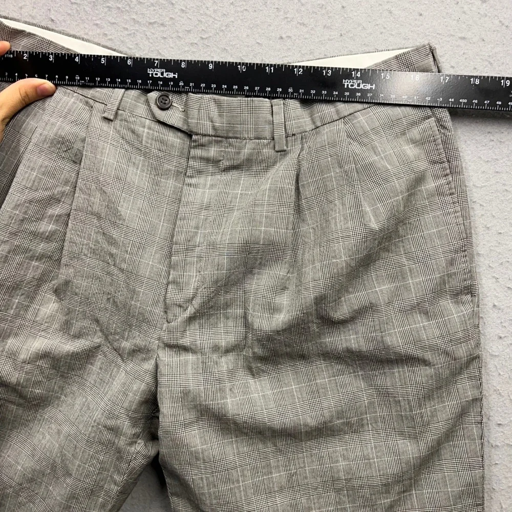 Lauren Ralph Lauren Mens 34x30 Grey Glen Plaid Wool Cashmere Pleated Dress Pants